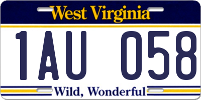 WV license plate 1AU058