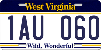 WV license plate 1AU060
