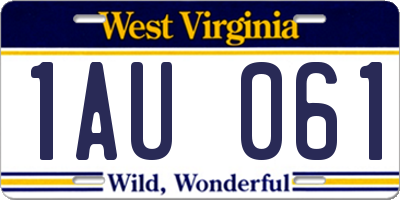 WV license plate 1AU061