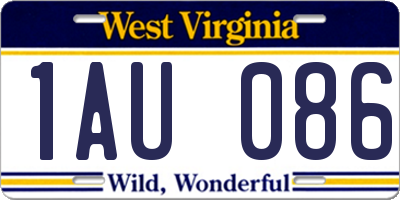 WV license plate 1AU086