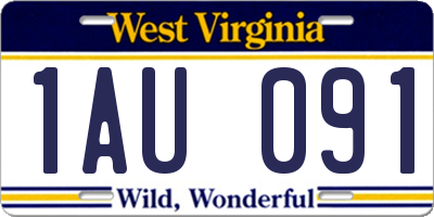 WV license plate 1AU091