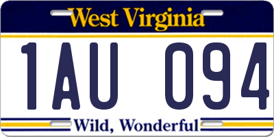 WV license plate 1AU094