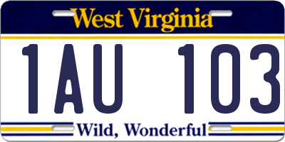 WV license plate 1AU103