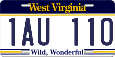 WV license plate 1AU110