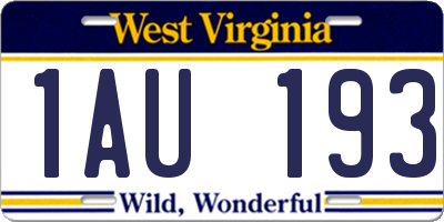 WV license plate 1AU193