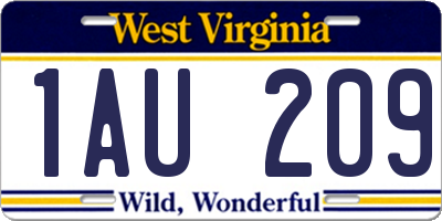 WV license plate 1AU209