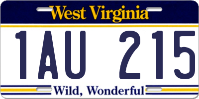 WV license plate 1AU215