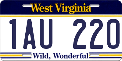 WV license plate 1AU220