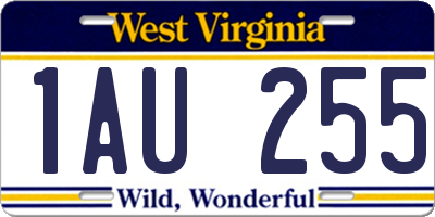 WV license plate 1AU255