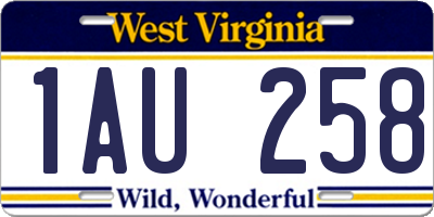 WV license plate 1AU258