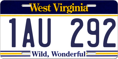 WV license plate 1AU292