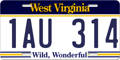 WV license plate 1AU314
