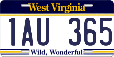 WV license plate 1AU365