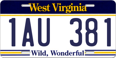 WV license plate 1AU381