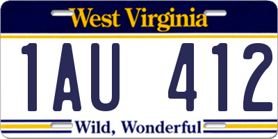 WV license plate 1AU412