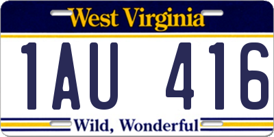 WV license plate 1AU416