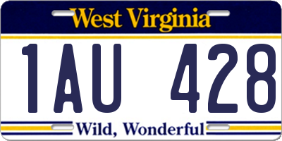 WV license plate 1AU428
