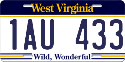 WV license plate 1AU433