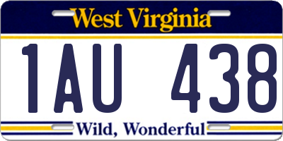 WV license plate 1AU438