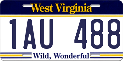 WV license plate 1AU488