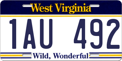 WV license plate 1AU492