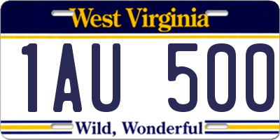 WV license plate 1AU500