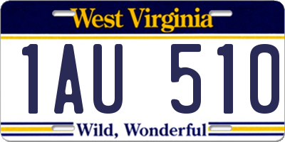 WV license plate 1AU510