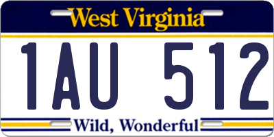 WV license plate 1AU512