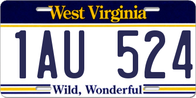 WV license plate 1AU524