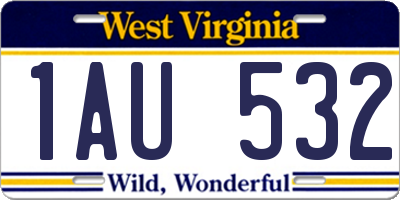 WV license plate 1AU532