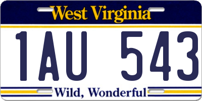 WV license plate 1AU543