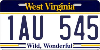 WV license plate 1AU545