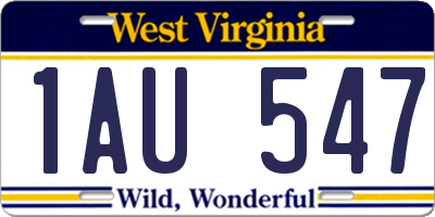 WV license plate 1AU547