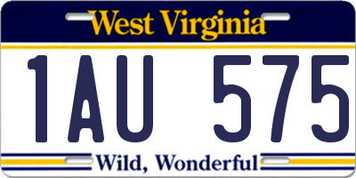WV license plate 1AU575