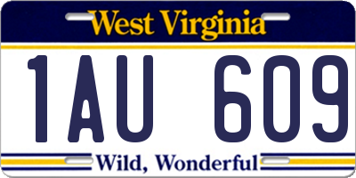 WV license plate 1AU609