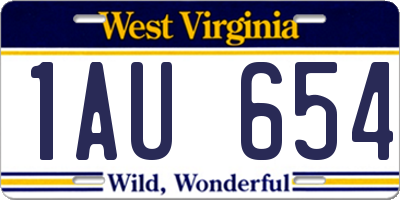 WV license plate 1AU654