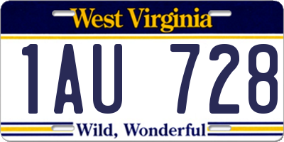 WV license plate 1AU728