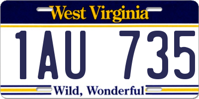 WV license plate 1AU735