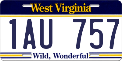 WV license plate 1AU757