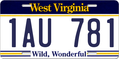 WV license plate 1AU781