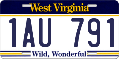 WV license plate 1AU791