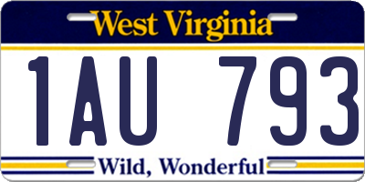 WV license plate 1AU793