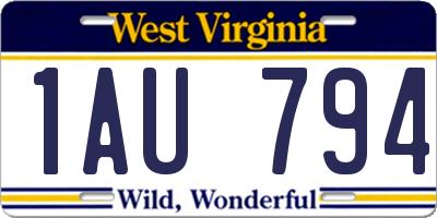 WV license plate 1AU794