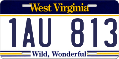 WV license plate 1AU813
