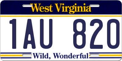 WV license plate 1AU820