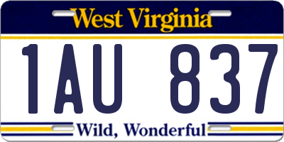WV license plate 1AU837