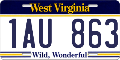 WV license plate 1AU863