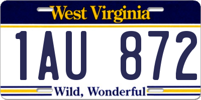 WV license plate 1AU872