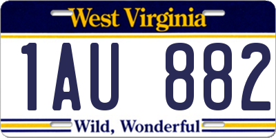 WV license plate 1AU882