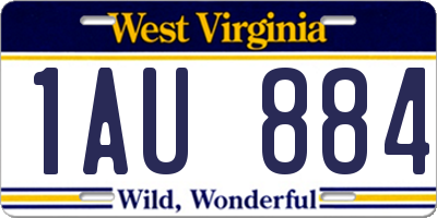 WV license plate 1AU884